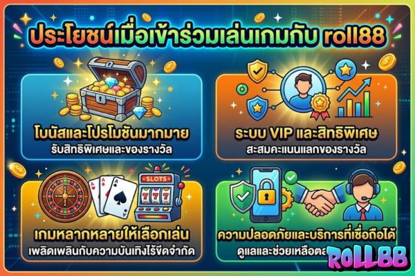 ประโยชน์เมื่อเข้าร่วมเล่นเกมกับ roll88